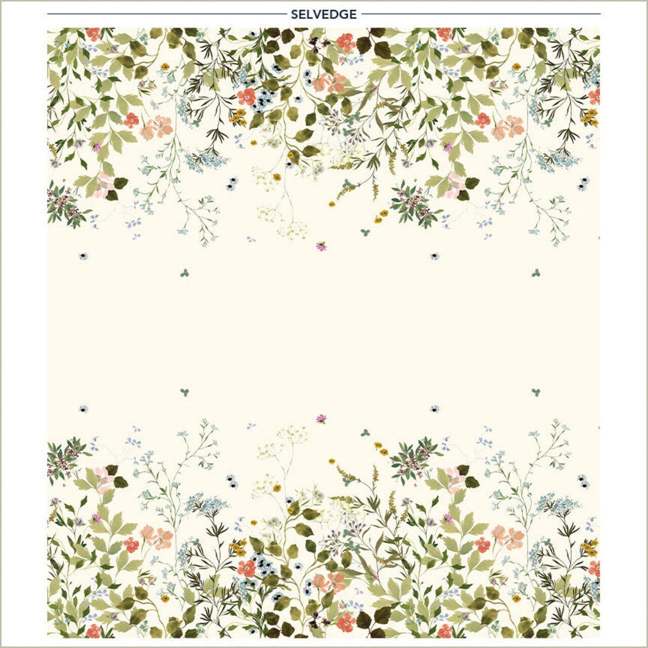 Wild Blooms Double Border in Ivory (54878d-17) | Bloomfield | Kelly Ventura | Windham